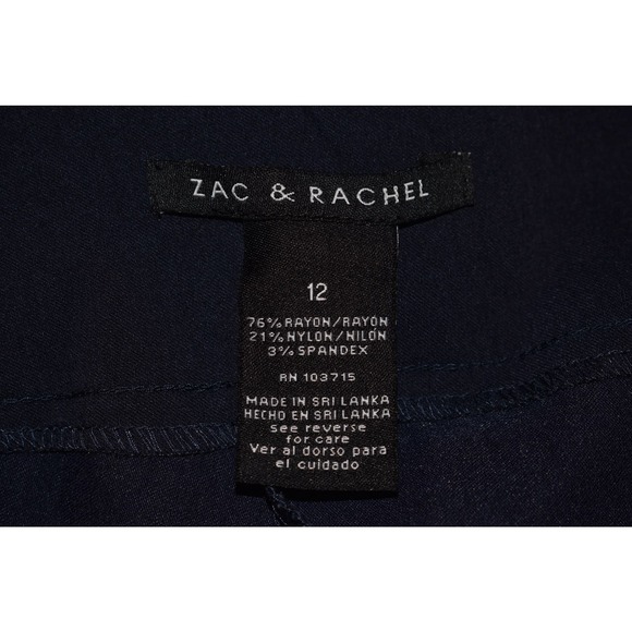 ZAC & RACHEL NEW $50 Stretch Woven Grommet Studded Slim Crop Pant Navy Size 12‎ - Picture 4 of 4